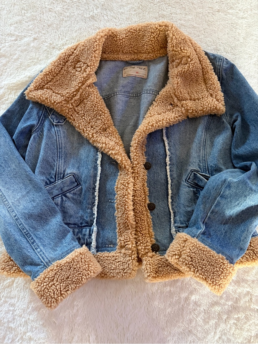 Free people Rylee cozy moto denim jacket